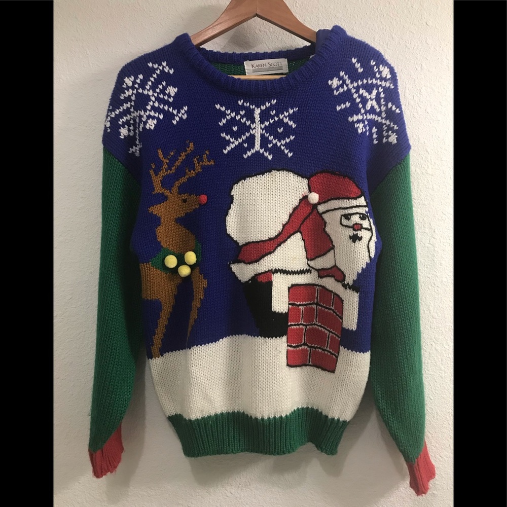 Ugly Vintage Santa and Rudolph Christmas Sweater